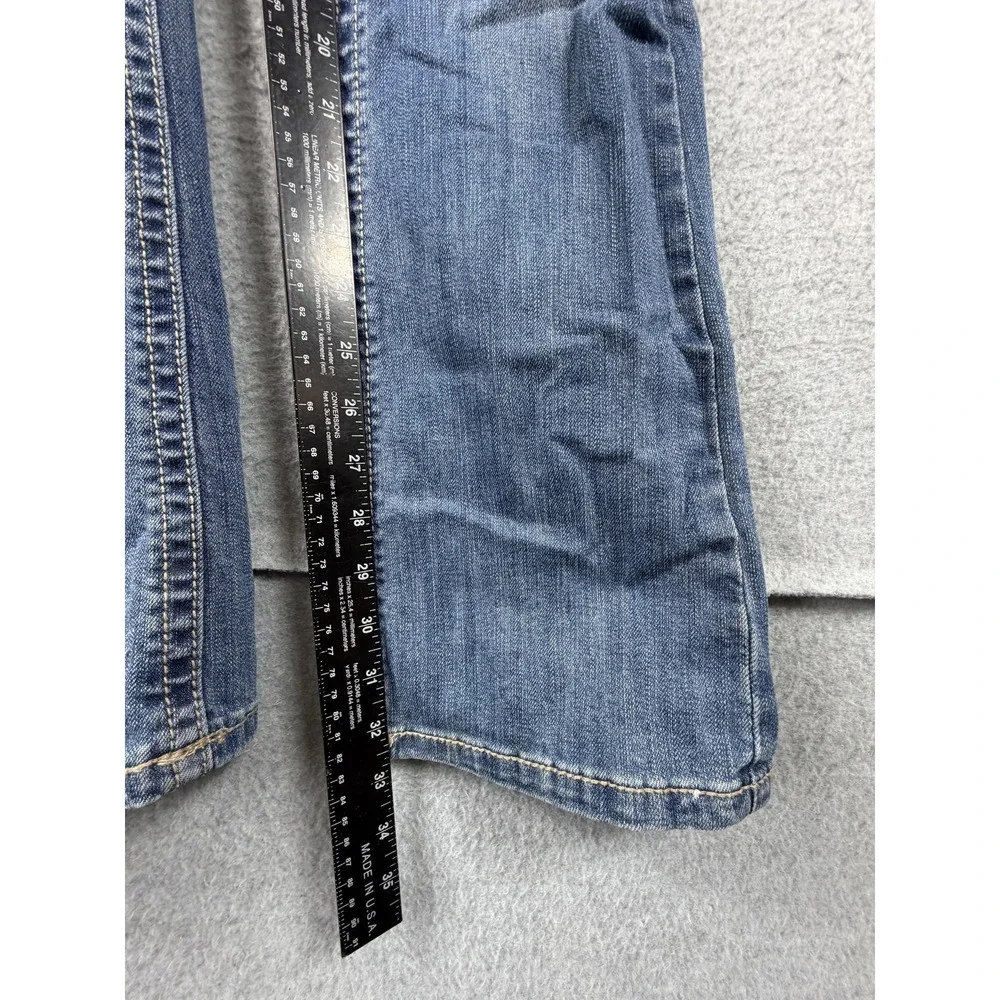 Baker Street Jeans‎ Juniors 1 Blue Bootcut Stretch Rhinestone Studded Distressed